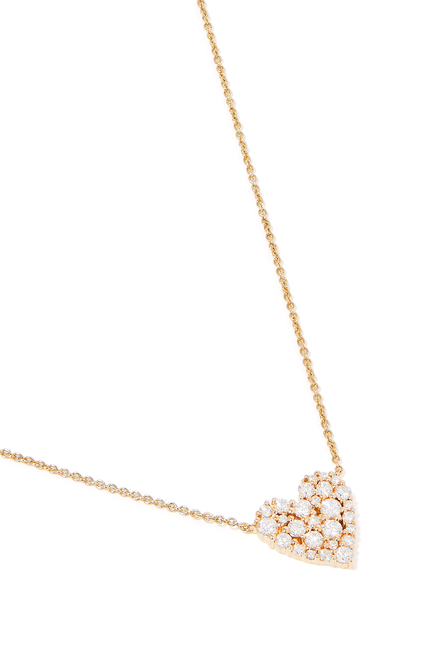 Small Cocktail Heart Necklace, 14k Yellow Gold & Diamonds